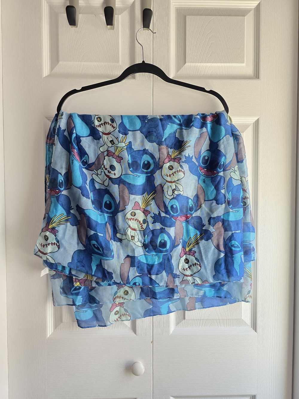 Dismey Blue Stitch & Scrump Cartoon Print Sheer Scarf Length 74in Width 44in